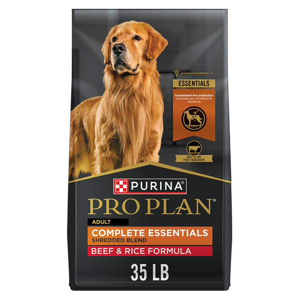 Purina Pro Plan Adult Complete Essentials Shredded Blend Beef & Rice With Probiotics Dry Dog Food