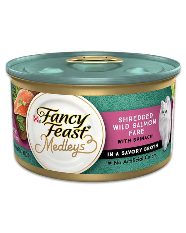Fancy Feast Medleys Shredded Wild Salmon Fare With Spinach Wet Cat Food