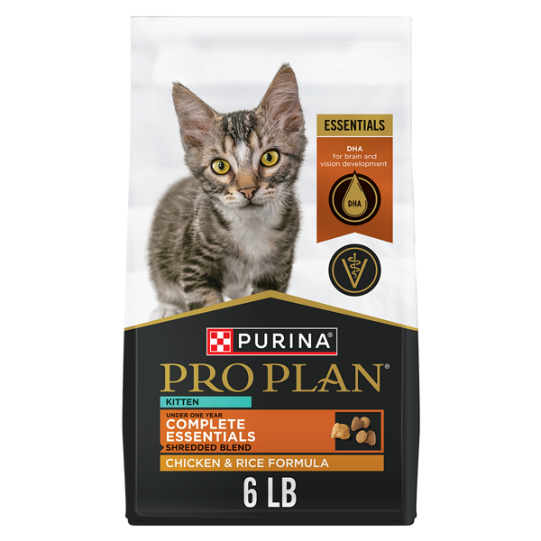 Purina Pro Plan Kitten Complete Essentials Shredded Blend Chicken & Rice Formula Dry Cat Food
