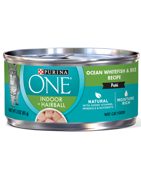 Purina ONE Indoor + Hairball Ocean Whitefish & Rice Recipe Wet Cat Food