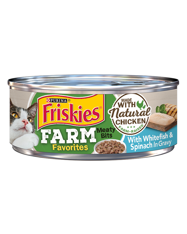 Friskies Farm Favorites Meaty Bits With Whitefish & Spinach In Gravy Wet Cat Food