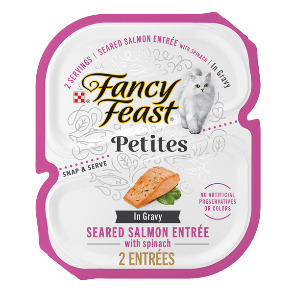 Fancy Feast Petites Seared Salmon Entrée With Spinach in Gravy Wet Cat Food