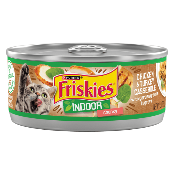 Friskies Indoor Chunky Chicken & Turkey Casserole With Garden Greens in Gravy Wet Cat Food