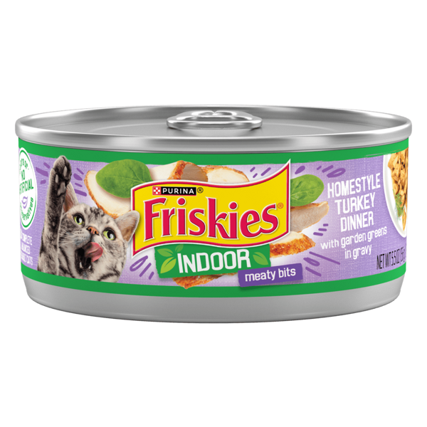 Friskies Indoor Meaty Bits Homestyle Turkey Dinner With Garden Greens In Gravy Wet Cat Food