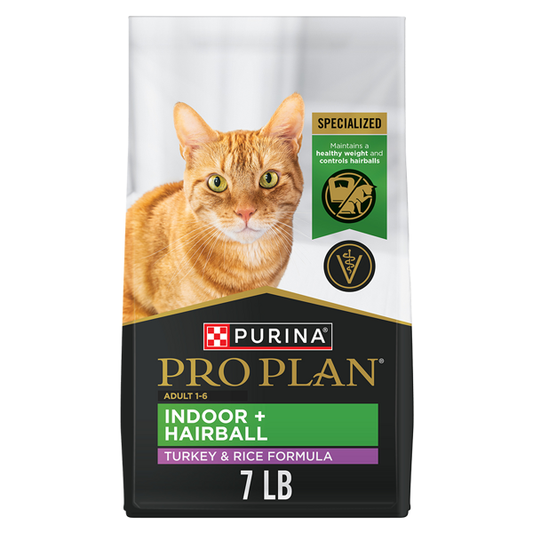 Purina Pro Plan Adult Indoor + Hairball Turkey & Rice Formula Dry Cat Food