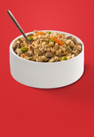 Purina ONE fresh dog food mixed with dry kibble in a white bowl.
