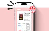 Phone interface showing pet food finder results