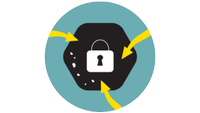 lock icon over a piece of activated charcoal