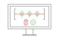 A computer screen with a fingerprint scan