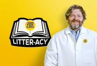 Tidy Cats Litter-acy logo next to Director of Innovation Nathan Huck.