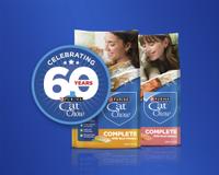 Two bags of Purina Cat Chow Complete sit on a blue background; an icon overlaps the bags with text that reads "celebrating 60 years" with the Purina Cat Chow logo
