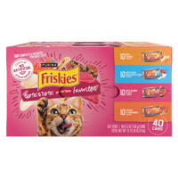 Paquete surtido de 40 unidades de alimento húmedo para gatos Friskies Surfin & Turfin Prime Filets Favorites
