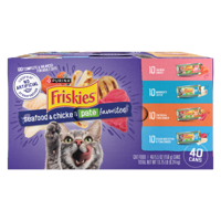 Paquete variado de 40 unidades de alimento húmedo para gatos Friskies de los patés favoritos de mariscos y pollo