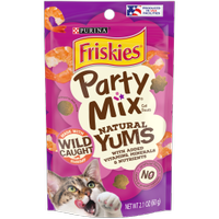 Bocadillos naturales Friskies Party Mix para gatos de camarón