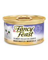 Alimento húmedo <i>gourmet</i> para gatos Bocados marinados de Fancy Feast® sabor a pavo en salsa preparada con jugo de cocción