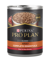 lata de 13 oz de Purina Pro Plan Complete Essentials comida humeda para perros de res y arroz