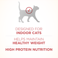 diseñado para gatos de interior, ayuda a mantener un peso saludable, nutrición rica en proteínas