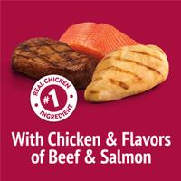 With Chicken & Flavors of Beef & Salmon. Real Chicken #1 Ingredient.