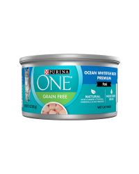 Alimento húmedo sin cereales y con pescado blanco marino para gatos Purina ONE®