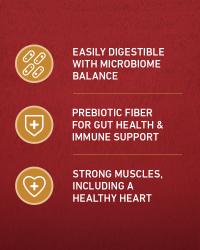 Se digiere con facilidad y equilibra el microbioma. Fibra prebiótica para la salud intestinal y el sistema inmunitario. Fortalece los músculos y contribuye a la salud del corazón.