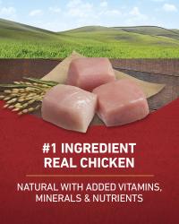 Ingrediente número 1 pollo real natural con vitaminas, minerales y nutrientes añadidos