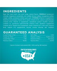 Ingredientes de alimento húmedo de carne de res sin cereales para gatos Purina ONE®