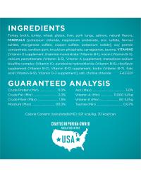 Ingredientes del alimento húmedo para gatos de pavo con salsa preparada con jugo de cocción Purina ONE® True Instinct