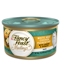 Alimento Fancy Feast Medleys de paté de pollo a la florentina con queso y espinacas