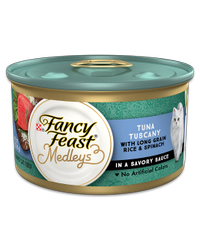 Alimento Fancy Feast Mix de sabor atún a la toscana con arroz de grano largo y espinaca en una salsa sabrosa