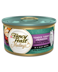 fancy feast medleys de primavera de pavo