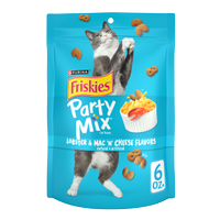 Friskies Party Mix Lobster & Mac ‘N’ Cheese Flavors Cat Treats package