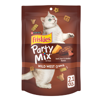 Bocadillos crocantes para gatos adultos Friskies Party Mix salvaje oeste