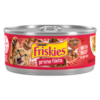 Alimento húmedo para gatos adultos Friskies Filetes de primera calidad con carne de res en salsa preparada con jugo de cocción