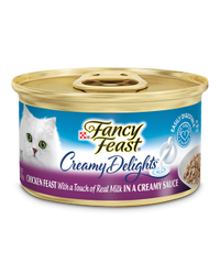 festín de pollo a la parrilla con un toque de leche fancy feast creamy delights