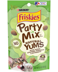 Bocadillos para gatos Friskies Party Mix delicias naturales con sabor a hierba gatera