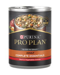 Alimento húmedo en rebanadas para perros adultos Purina Pro Plan Complete Essentials de carne de res y vegetales en salsa preparada con jugo de cocción