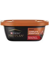 Alimento húmedo para perros Pro Plan Complete Essentials con sabor a plato principal de res braseada y arroz silvestre en salsa preparada con jugo de cocción