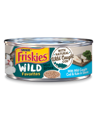 Friskies Wild Favorites Mini Bites with Natural Wild Caught Cod and Kale in Sauce Wet Cat Food
