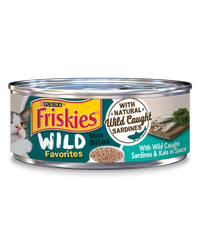 Friskies Wild Favorites Mini Bites with Natural Wild Caught Sardines and Kale in Sauce Wet Cat food