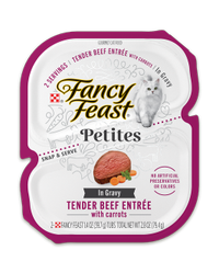 Petites de carne de res tierna con zanahoria en salsa preparada con jugo de cocción