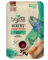Apoyo del sistema inmunitario para gatos Beyond Mixers+, receta de bacalao de Alaska con jugo de baya del saúco