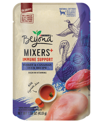 Apoyo del sistema inmunitario para gatos Beyond Mixers+, receta de pavo y pato canadiense con jugo de verduras