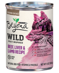 Alimento húmedo para perros Beyond WILD alto en proteínas y natural, receta de carne de res, hígado y cordero con vitaminas y minerales