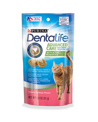 Paquete de bocadillos dentales con sabor a salmón para gatos Dentalife