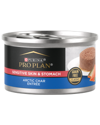 alimento húmedo sin cereales para gatos con estómago y piel sensibles pro plan de carne de trucha ártica