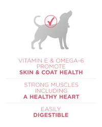 Alimento de fácil digestión que contribuye a la salud de la piel, del pelaje y del corazón