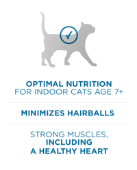 Optimal nutrition for indoor cats age 7 plus minimizes hairballs strong muscles including a healthy heart