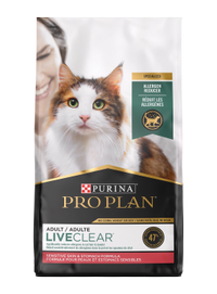 Package of Purina Pro Plan LiveClear Allergen Reducing Sensitive Skin & Stomach Turkey Formula Dry Cat Food