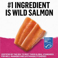 El ingrediente principal es carne real de salmón