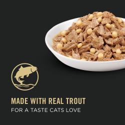 Hecho con carne real de trucha para un sabor que a los gatos les encanta